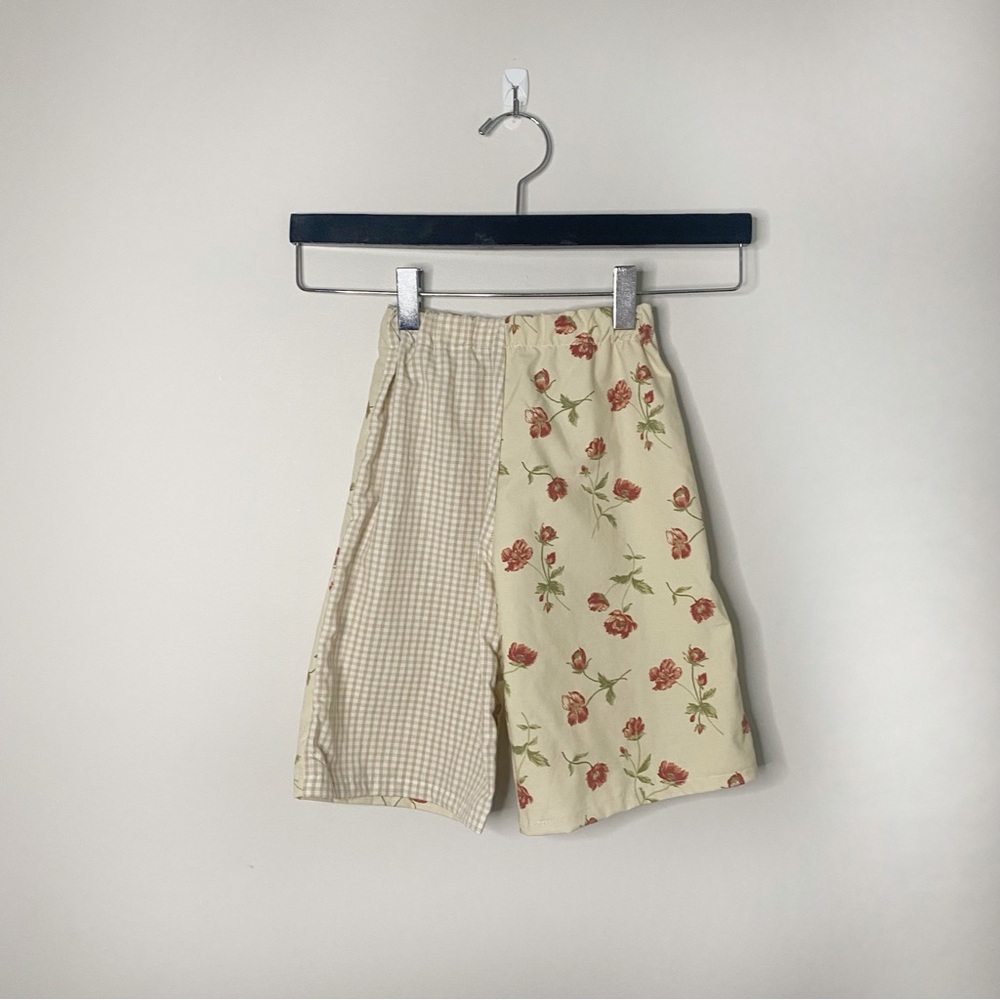 Handmade Kids 12-18M Plaid Floral Cotton Wide Leg Elastic Waist Trousers